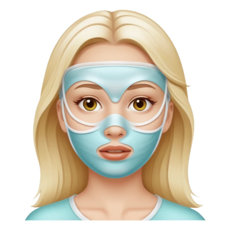 White girl doing skincare white jel mask all over face  sticker