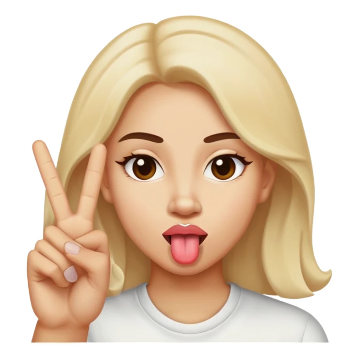 Sticking tongue out peace sign sassy face  sticker