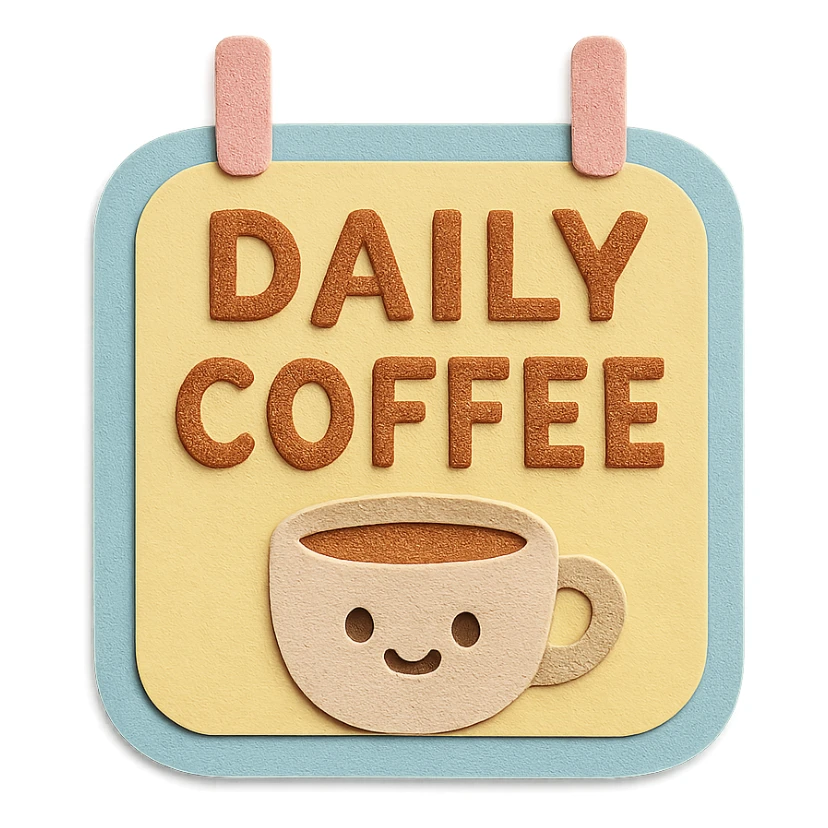 kawaii daily coffee signboard with rounded pastel frame sticker