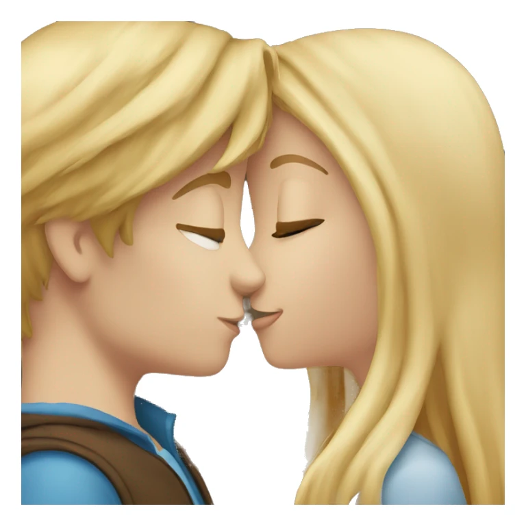 Blonde haired girl kissing brown haired boy sticker