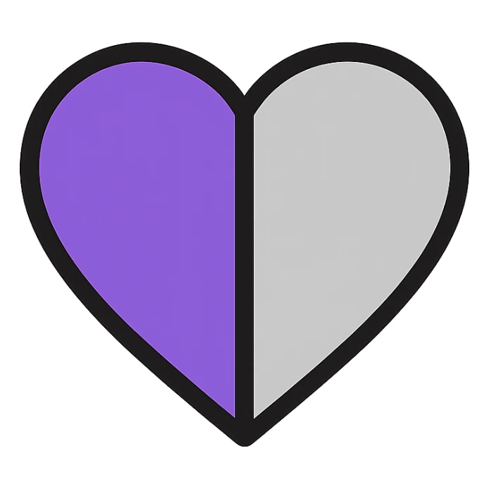 violet and grey heart icon sticker