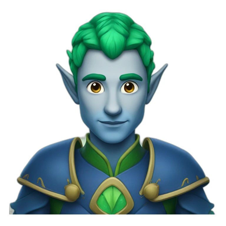 elf man with half blue and half green hair sticker