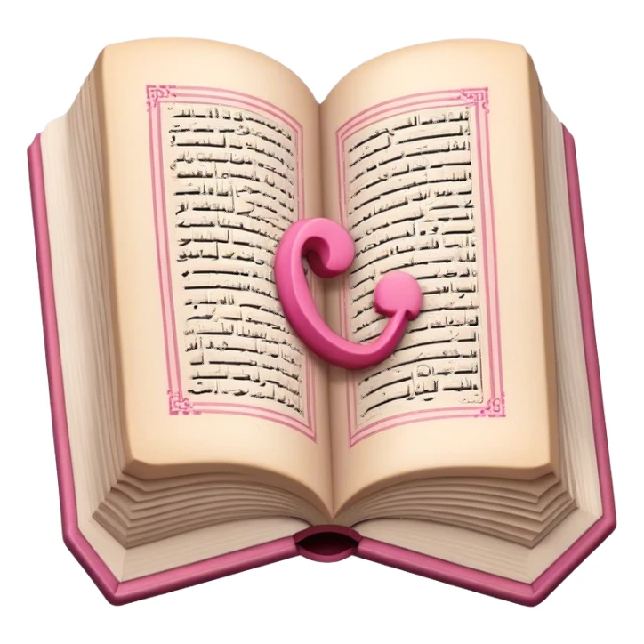 Quran like an emoji, keep it open but keep the theme beige and pink make sure its fully open and also make sure that its just words in the open Qur'an no like symbols pls sticker