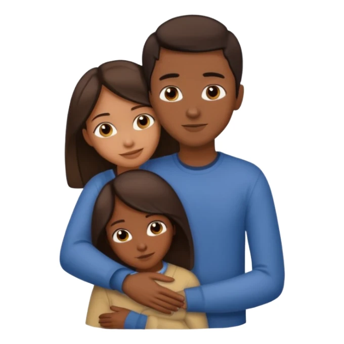 carmel girl with dark brown and tall darkskin boy hugging  sticker