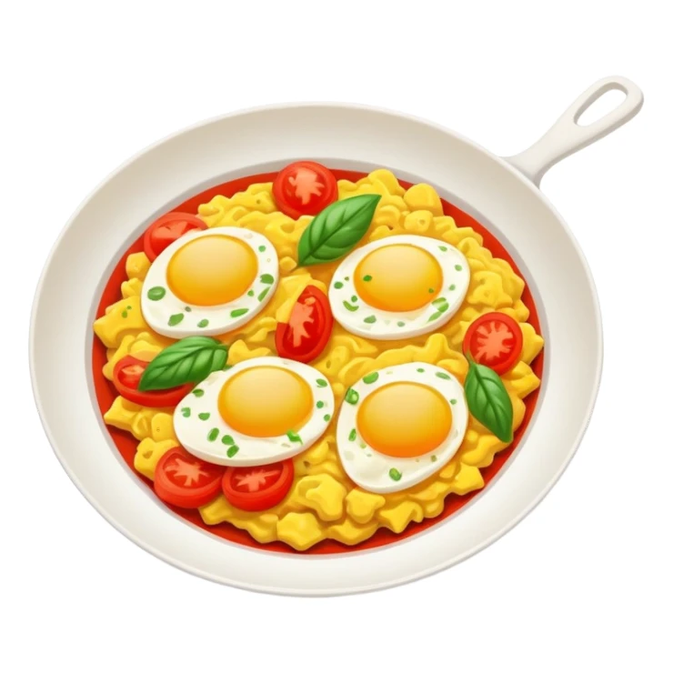 Stir Fried Tomato and Scrambled Eggs homestyle dish, simplified emoji style with bold outlines and bright colors, cartoon style Xi Hong Shi Chao Ji Dan sticker