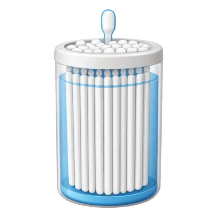 Cotton swabs in a plastic container, full packed  sticker