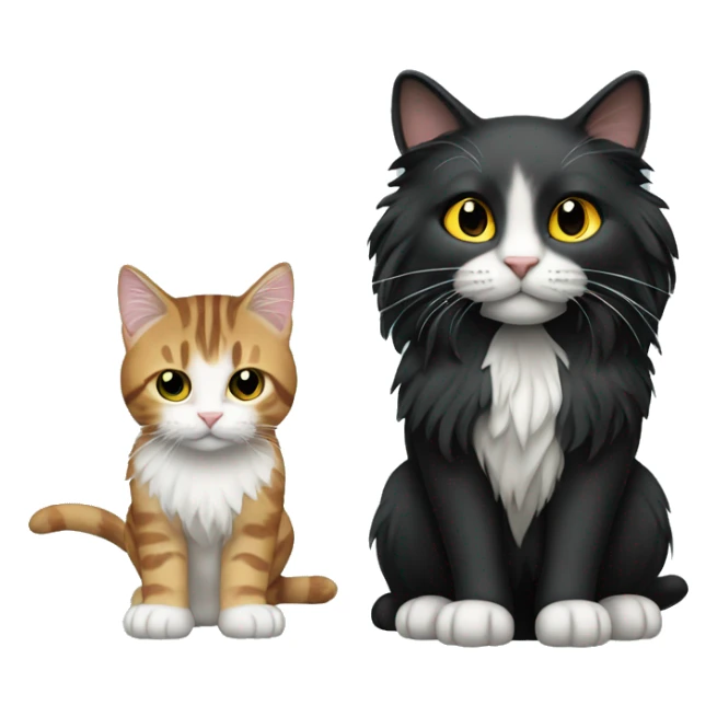 a long haired tabby full body and black cat sticker