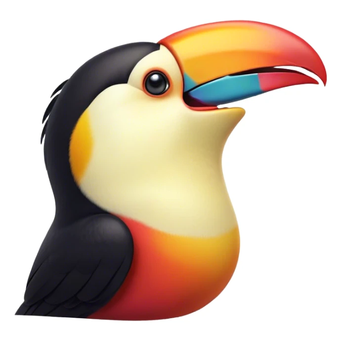Cinematic Cute Yawning Toucan Portrait Emoji, Head tilted slightly with a dramatic, wide-open yawn, showcasing a colorful, expressive beak and sleepy, half-closed eyes with a relaxed demeanor, Simplified yet irresistibly adorable features, highly detailed, glowing with a soft, cozy tropical glow, high shine, relaxed yet expressive, stylized with a dash of whimsical charm, soft glowing outline, capturing the essence of a drowsy yet affectionate toucan that appears ready to stretch out for a nap! sticker