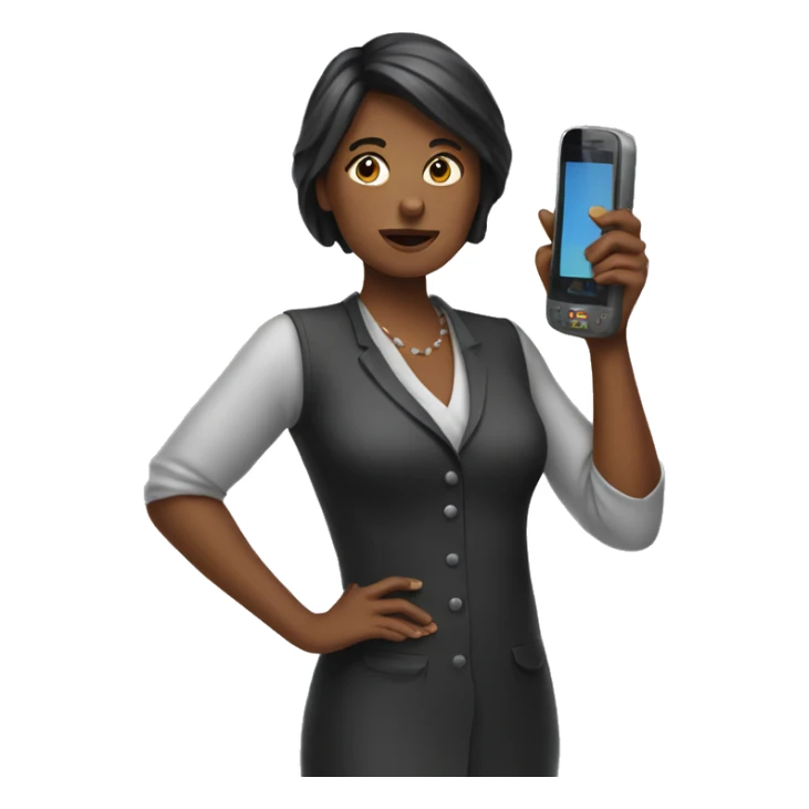 woman holding big phone sticker