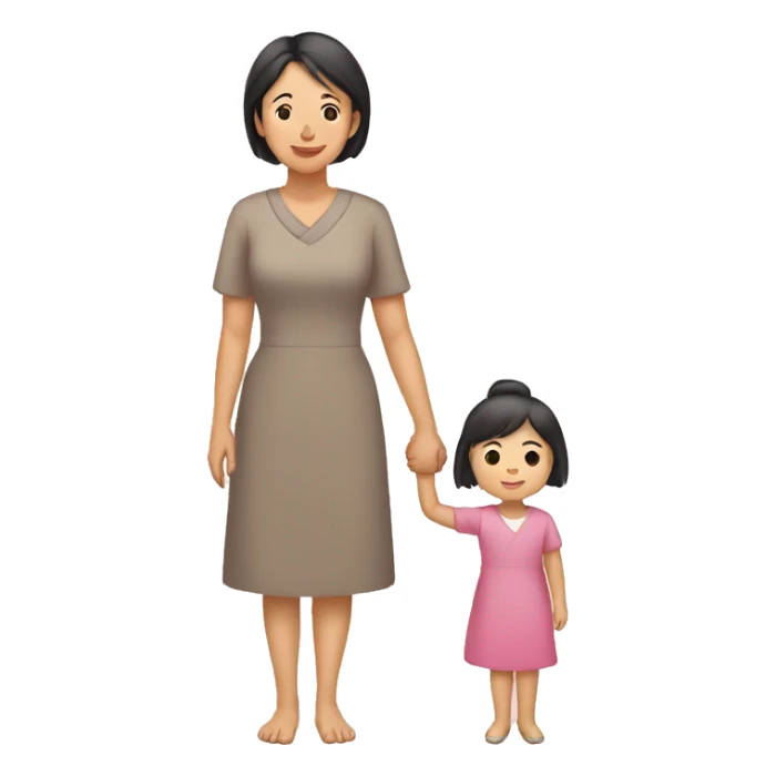 asian mother and daughter holding hands sticker