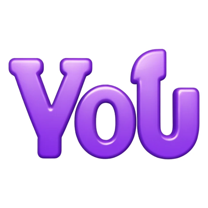 3D text that spells "YOU" in a shiny purple fancy font  sticker