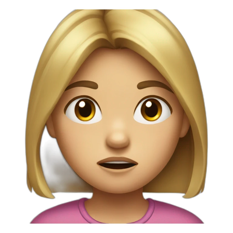 A little girl with angry face sticker