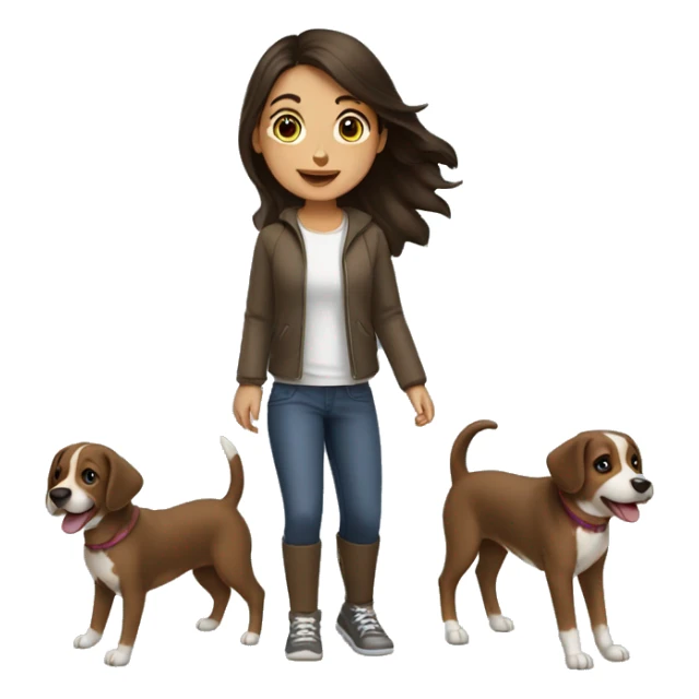 One brunette girl playing with dogs sticker