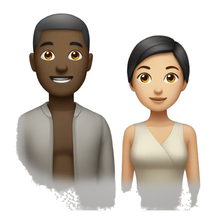 asian lady and african man couple sticker