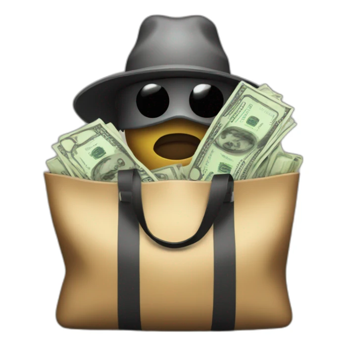 Bandit with bag of money sticker