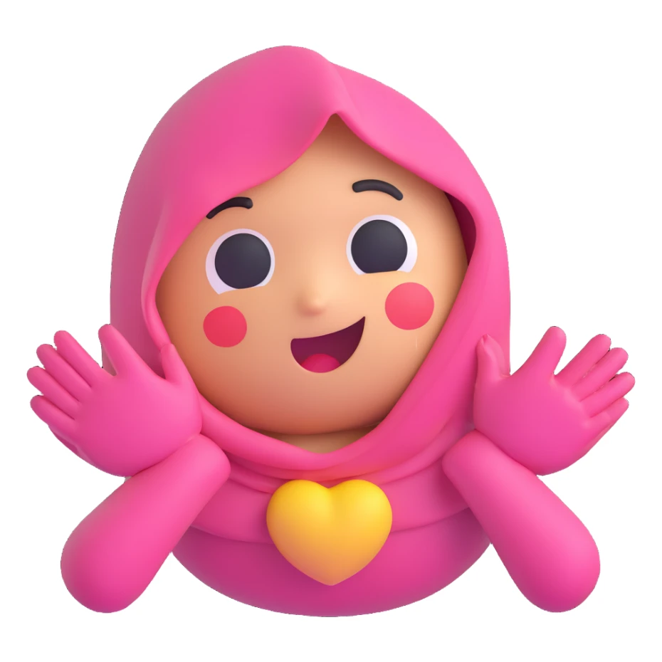 cute, blushing 3D emoji face with hands covering chest, hinting at shyness sticker