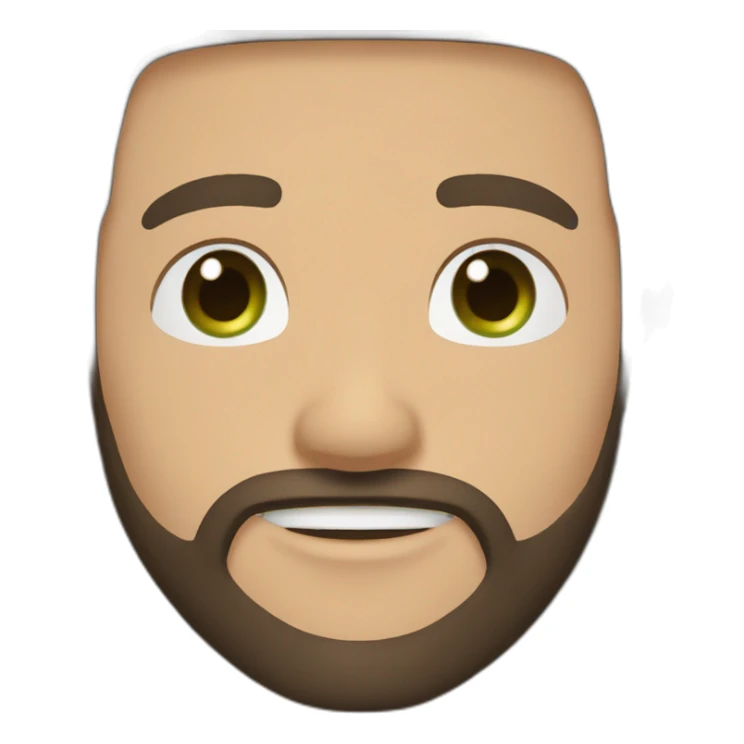 one white guy with dark brown longhair greeneye beard blacktshirt thumbup sticker