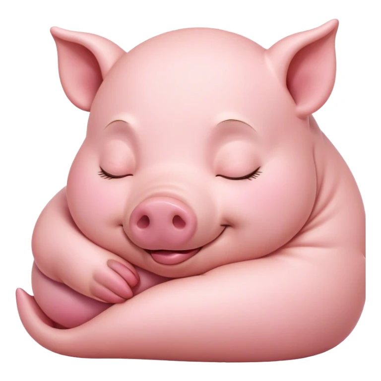 Meme-Worthy Cute Sleeping Pig Portrait Emoji, Head resting peacefully with a contented smile, showcasing a delightfully stout build and a luxuriously soft rosy-pink hide, eyes shut in a serene, restful nap, Simplified yet hilariously adorable features, highly detailed, glowing with a soft, drowsy light, high shine, relaxed and utterly lovable, stylized with an air of playful laziness, bright and heartwarming, soft glowing outline, capturing the essence of a comically sleepy pig, so meme-worthy it feels like it could instantly become the next viral sensation of adorable slumber! sticker