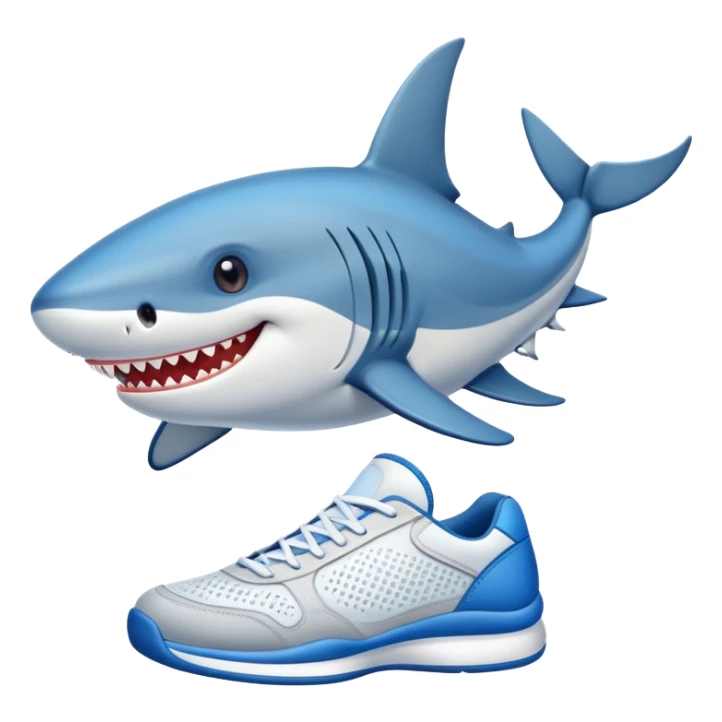Tiburón con tenis azules puestas en los pies  sticker