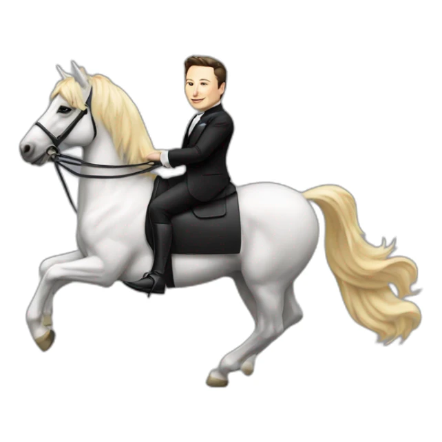 Elon musk riding a horse wearing a tuxedo  sticker