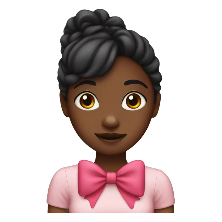 black girl with a bow making a heart sticker