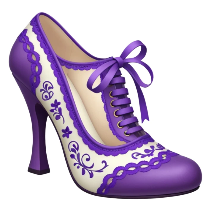 Lolita shoes, white and purple sticker
