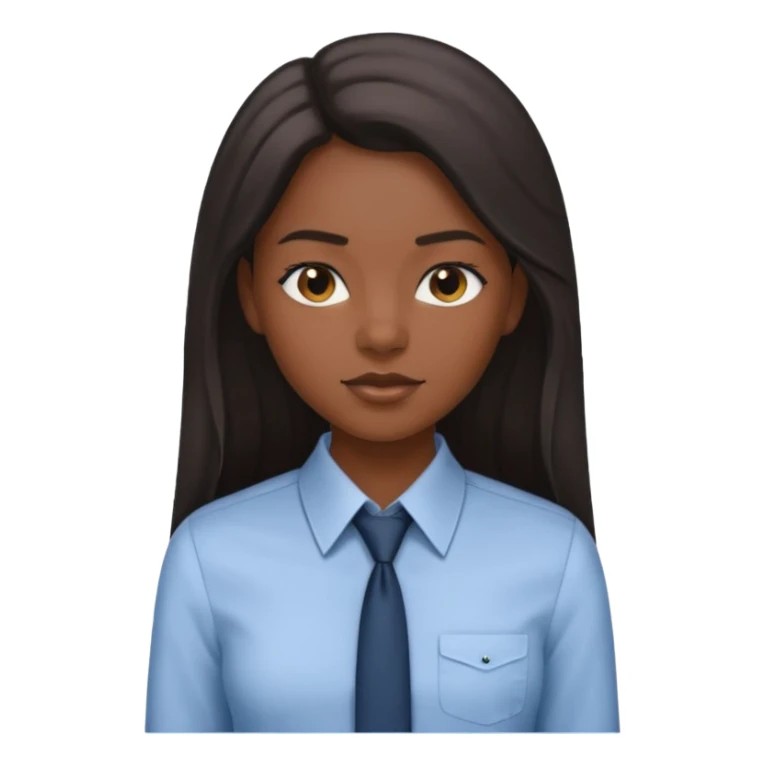 black girl working in collared formal shirt and long sleek hair sticker