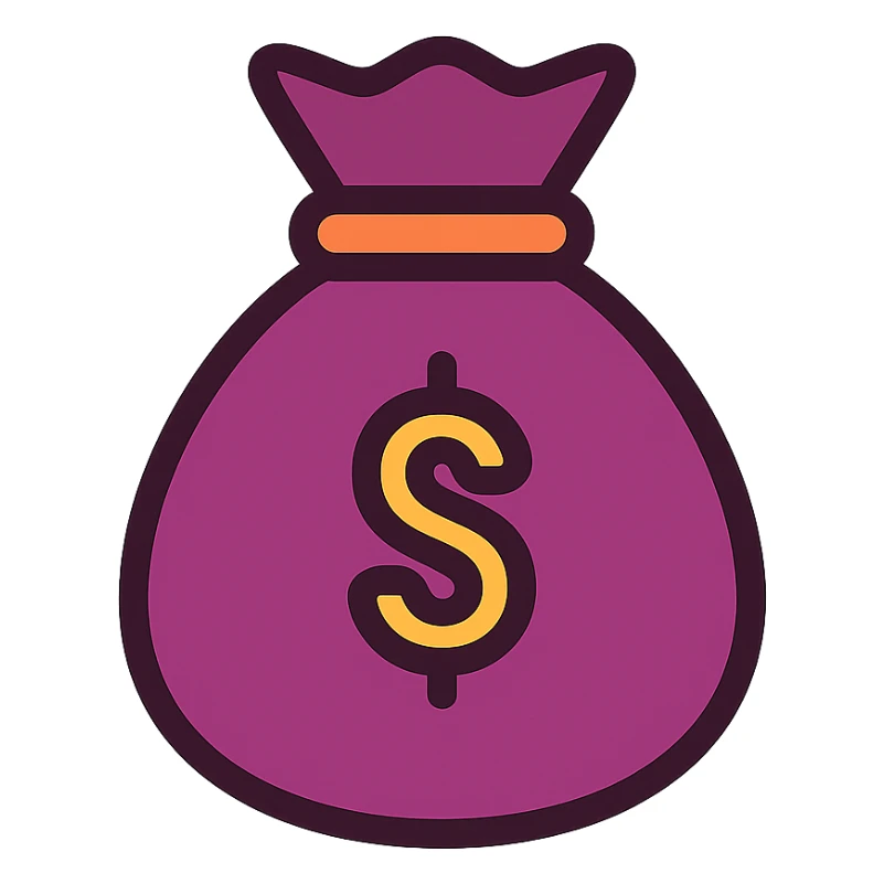 minimal money bag icon, main color #894273 sticker