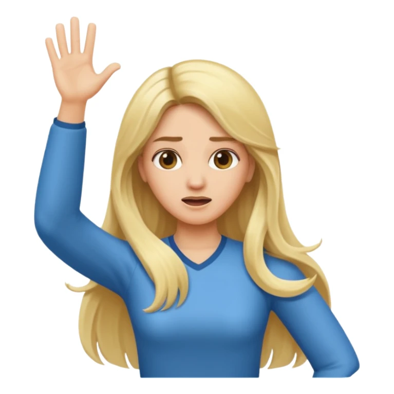 lady with long blonde hair throwing arms in the as if confused sticker