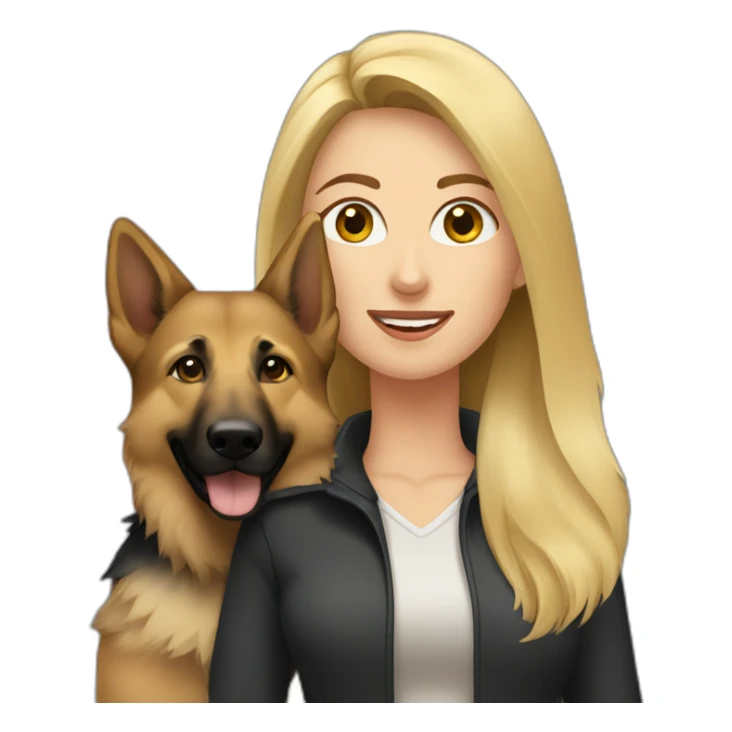 blonde caucasian woman with german shepherd sticker