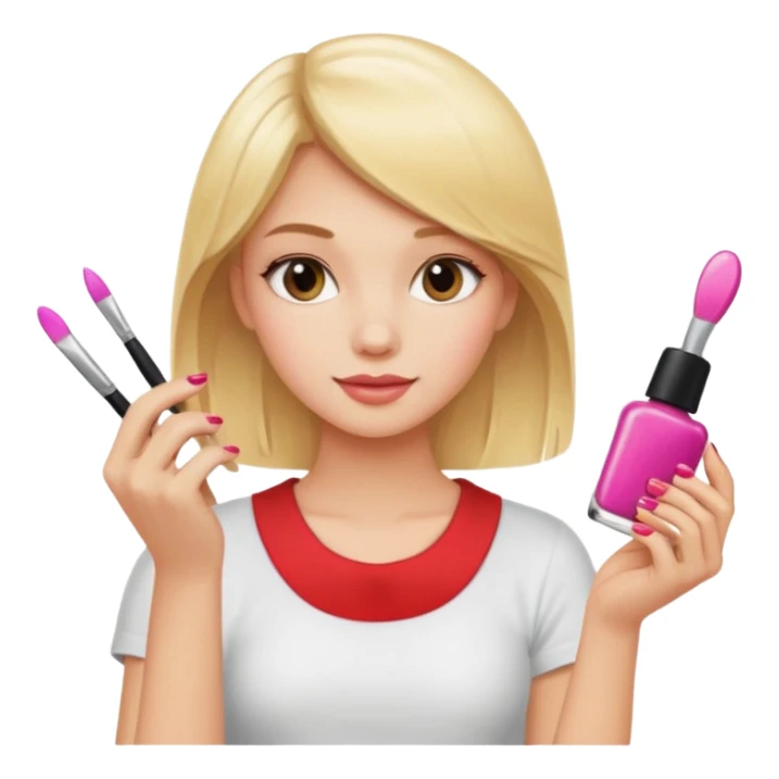 Blondie girl making nails sticker