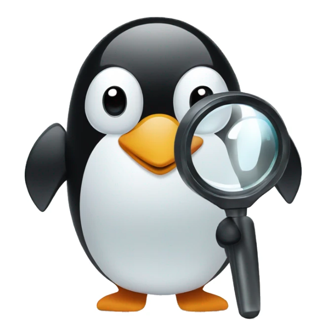 penguin holding a magnifying glass sticker