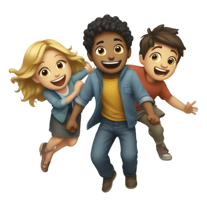 boy laughing at girl falling  sticker