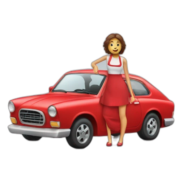 Automóvil rojo con mujer mecánica  sticker