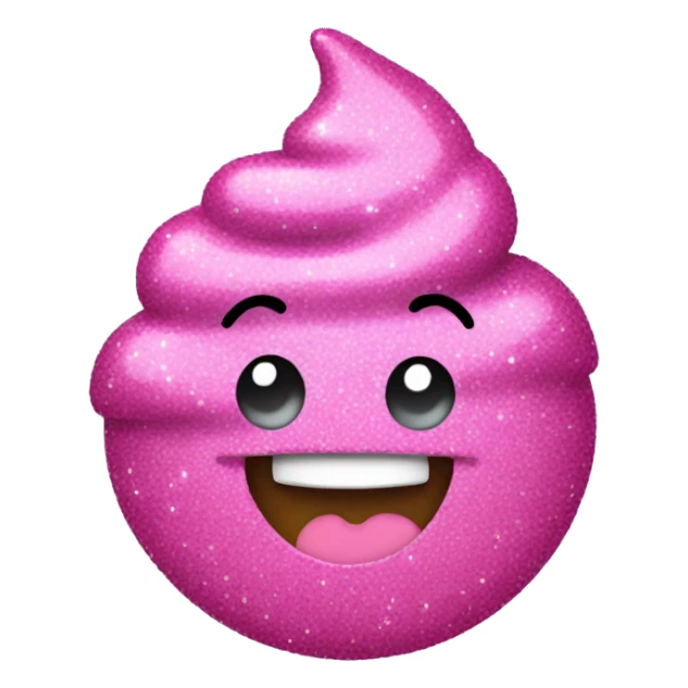 Pink glittery poop emoji smiling sticker