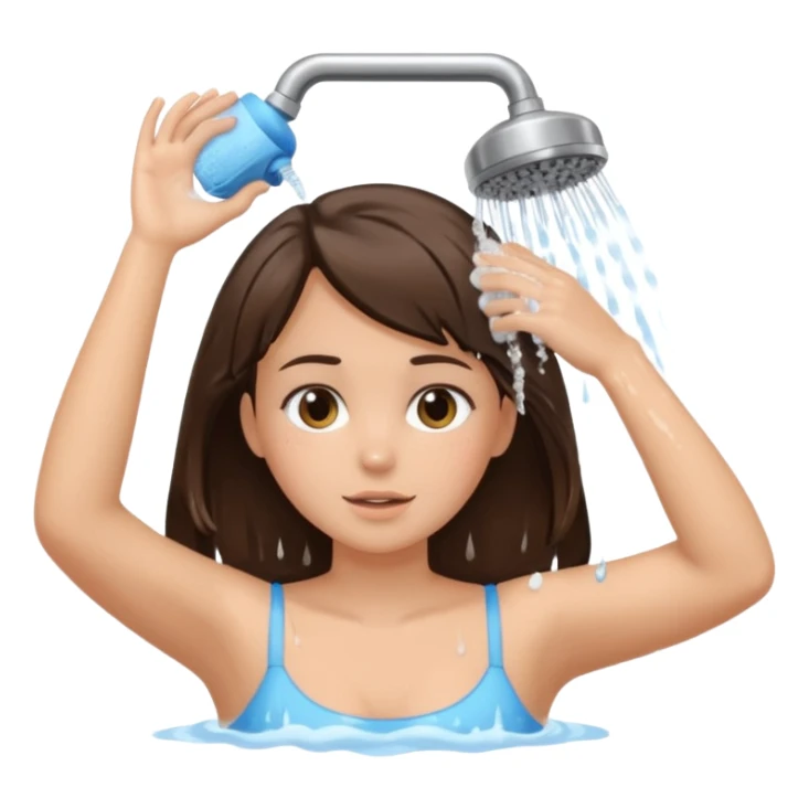 brunette girl washing hair in shower shoulders up sticker