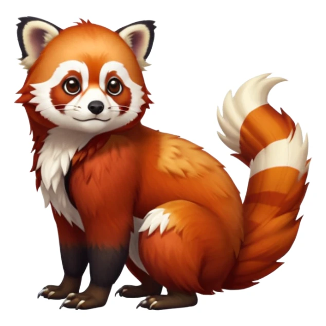 A beaked beaky 4-legged, feral, digitigrade, lanky, elegant, Red-Panda-Gryphon-Griffin-Griff-Avian-hybrid, full body, cute, realism, hyper-realistic  sticker
