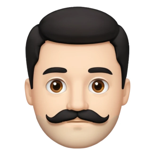 White man black hair a mustache and beard fluffy hair brown eyes sticker
