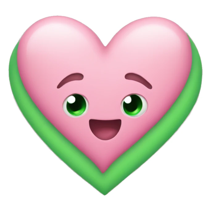 Big pink heart and one little green heart  sticker