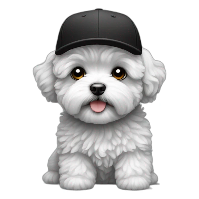 Maltipoo, black and white, with black cap sticker
