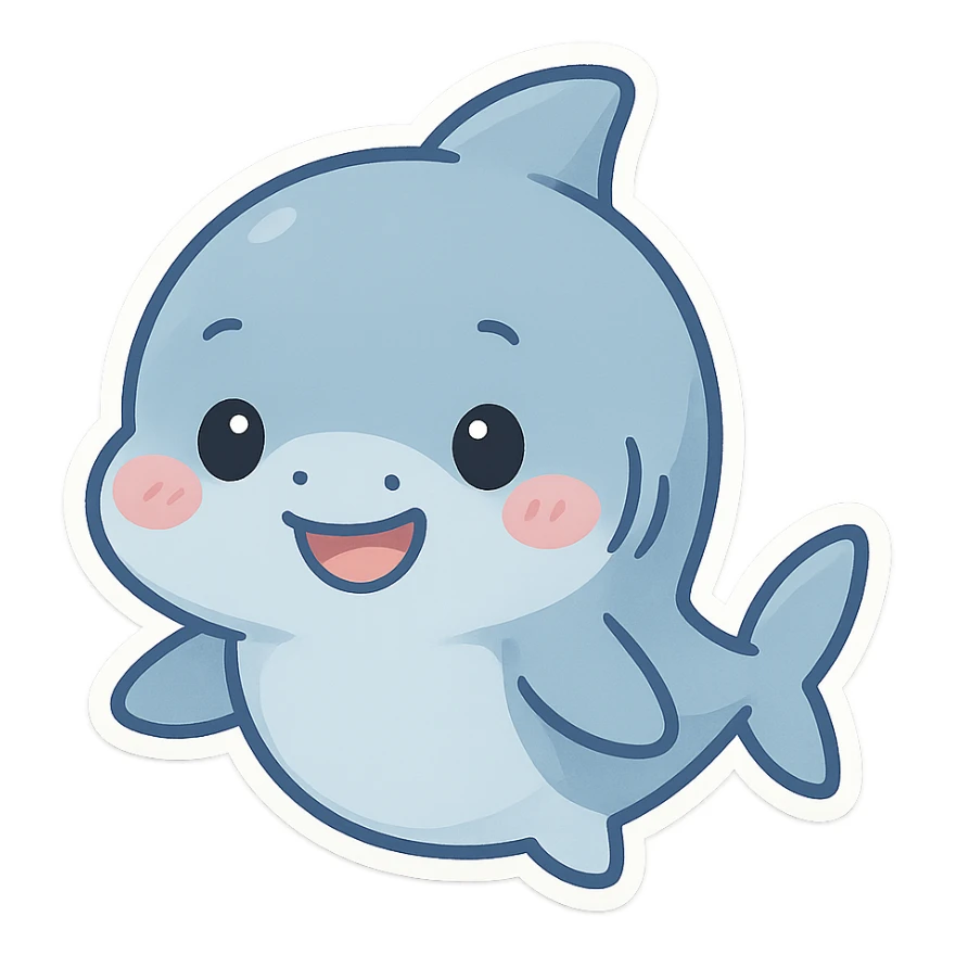 cute baby shark, simple, friendly, suitable for emoji or sticker sticker