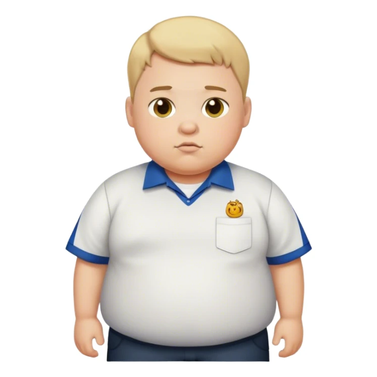 A fat boy with school shirt and his hair is short  sticker
