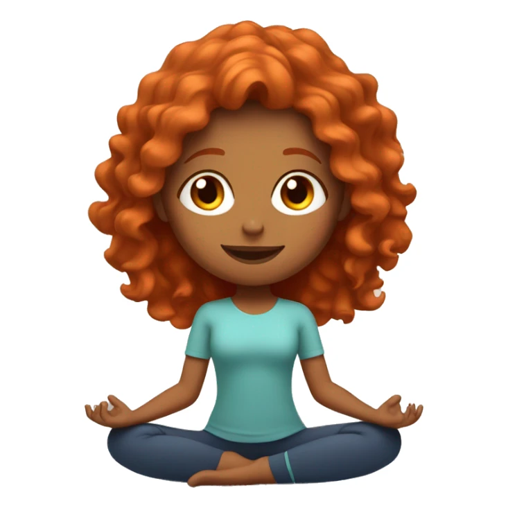 redhead girl with wavy hair doing yoga sticker