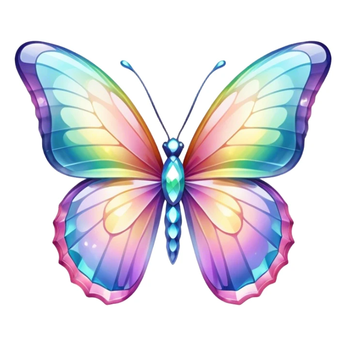Pastel sparkly glittery iridescent rainbow glass crystal butterfly sticker