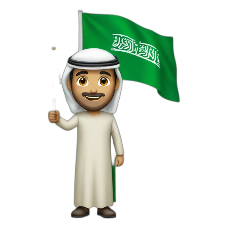 saudi man he is raising the flag of Saudi Arabia sticker