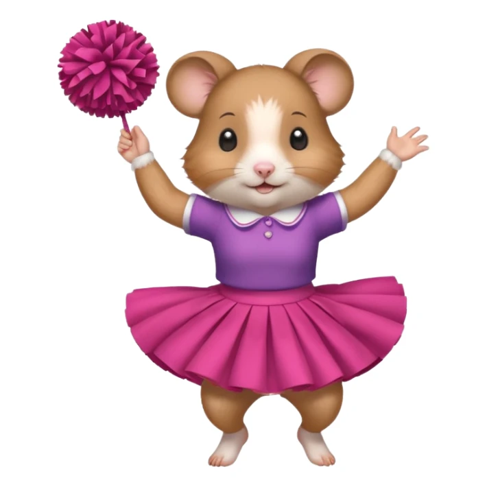 hamster girl dancing with skirt holging ponpon sticker