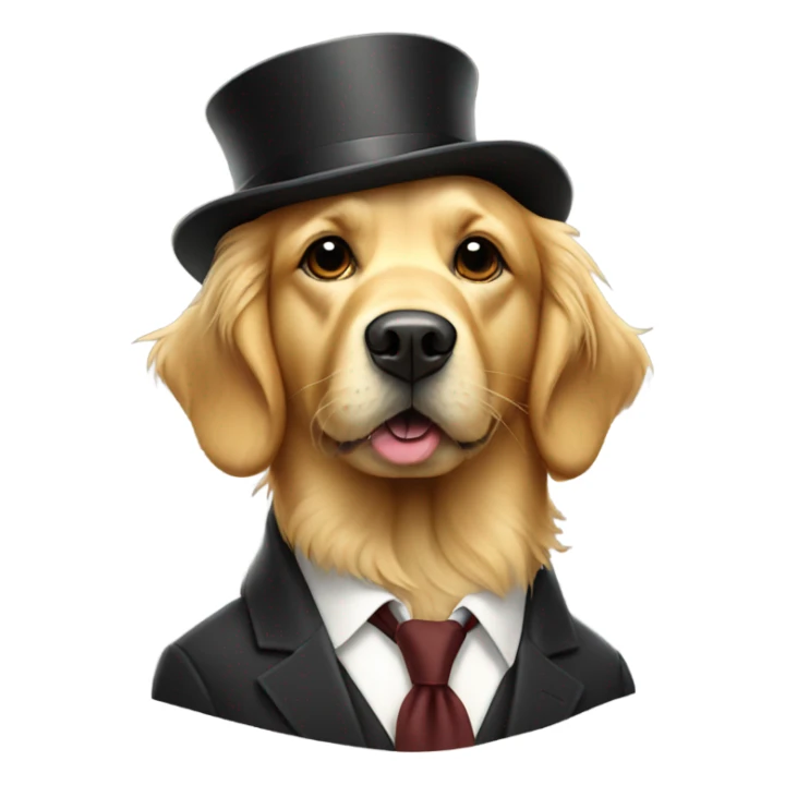 Golden retriever with a cigar dress fancy sticker