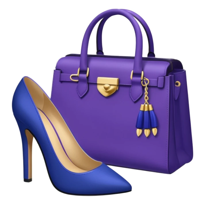 royal purple heels, cosmetics 💄 and deep blue bag emojis sticker