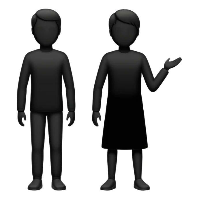 two silhouettes, big and small, standing apart with a dotted line between sticker