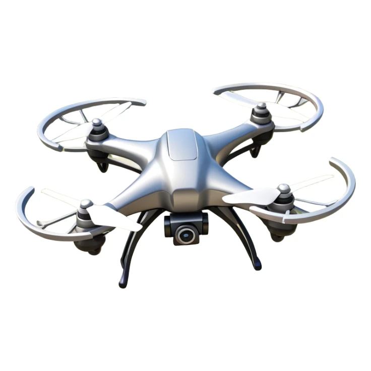 An icon showing a racing quadcopter drone in the foreground, flying at high speed through a course filled with obstacles and checkpoints. Other drones zoom in the background over a dynamic landscape. Transparent background highlights the thrill and precision of drone racing. sticker